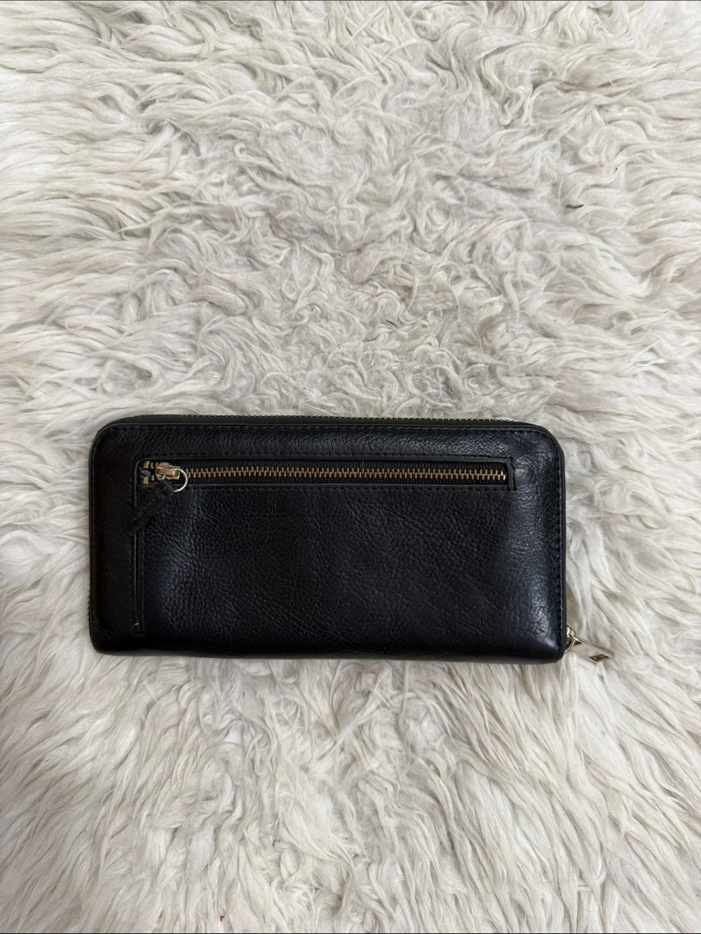 Fossil Black Pebbled‎ Leather Sydney Zip Around Wallet
